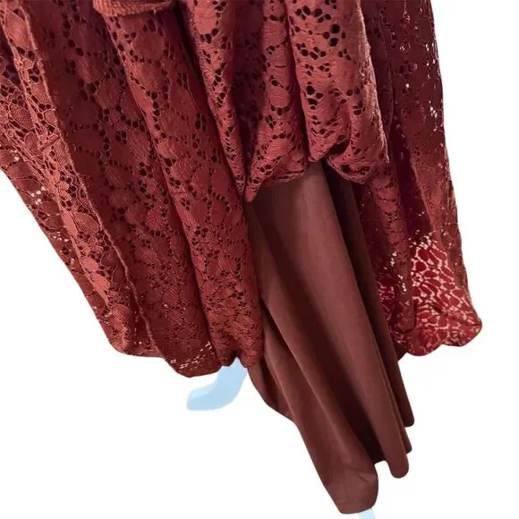 Baltic Born Brown and Orange Wrap Maxi Dress with Ruffled V-Neck - Picture 5 of 15